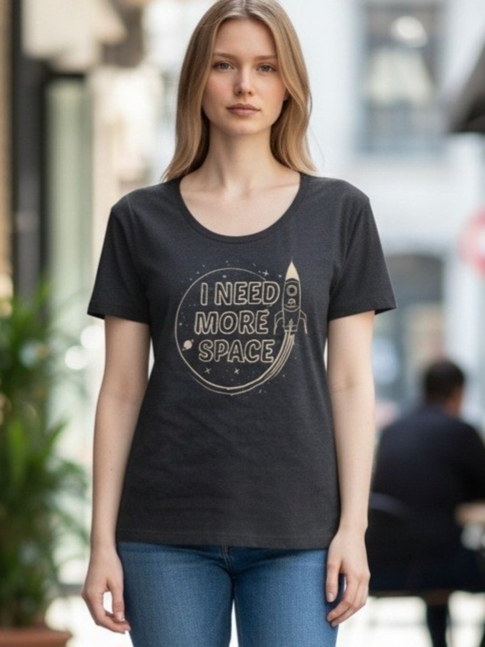 "I Need More Space" Graphic Tee - Dark Gray Women's T-Shirt